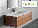 Plan vasque Design, fabrication sur mesure, Largeur 60 à 200 cm x Profondeur 40 à 60 cm, résine minérale ACRYSTONE® SOLID-SURFACE Finition lisse blanc mate, Livraison Offerte et Rapide.